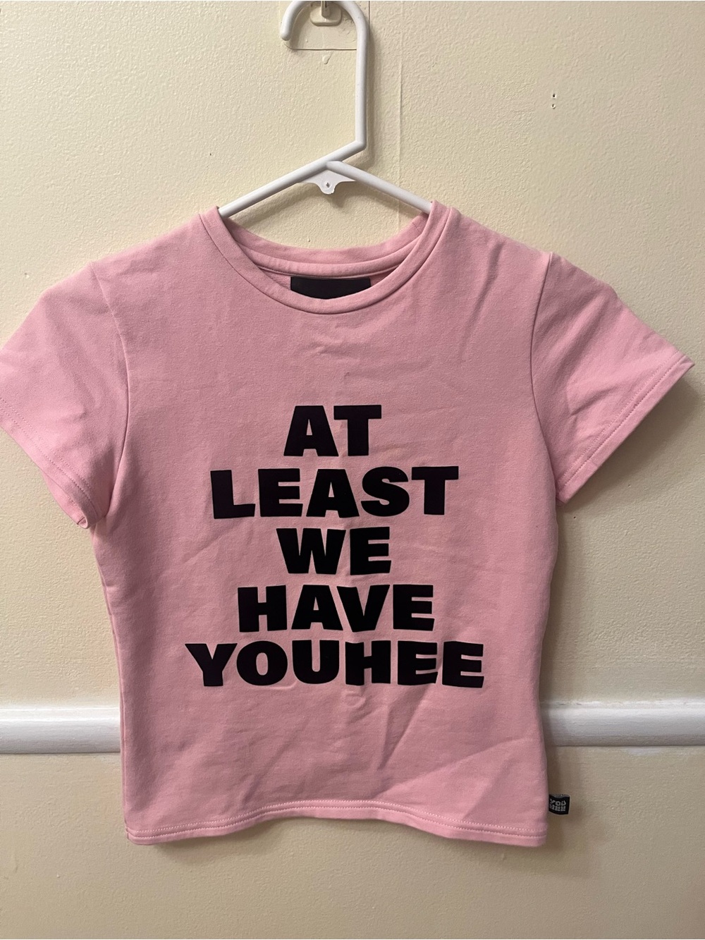 Pink Short-Sleeve Graphic Tee - Bold Black Slogan